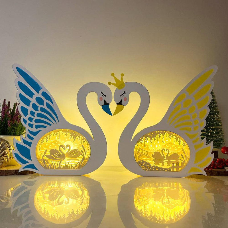 Love 2 - Paper Cut Swan Light Box File - Cricut File - 7x8 inches - LightBoxGoodMan - LightboxGoodman
