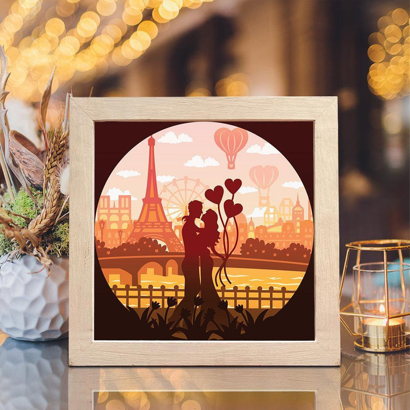 Love In Paris 5 - Paper Cut Light Box File - Cricut File - 8x8 Inches - LightBoxGoodMan - LightboxGoodman