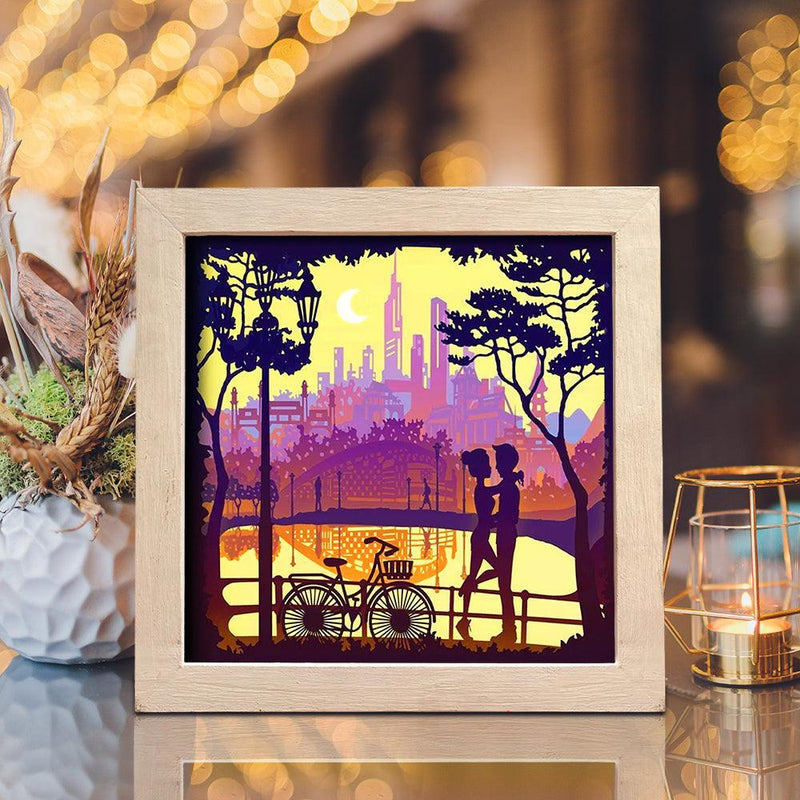 Love in The Park Square – Paper Cut Light Box File - Cricut File - 8x8 Inches - LightBoxGoodMan - LightboxGoodman
