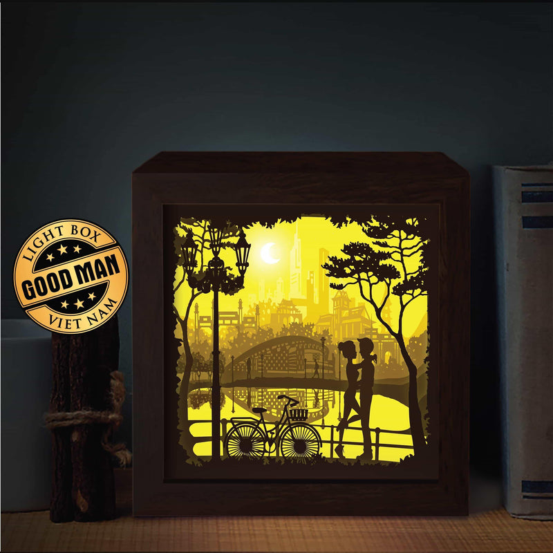Love in The Park Square – Paper Cut Light Box File - Cricut File - 8x8 Inches - LightBoxGoodMan - LightboxGoodman