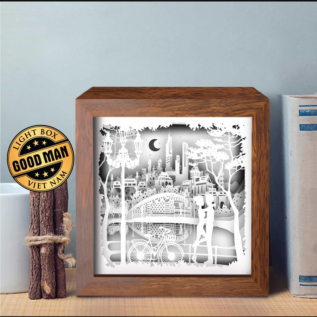 Love in The Park Square – Paper Cut Light Box File - Cricut File - 8x8 Inches - LightBoxGoodMan - LightboxGoodman