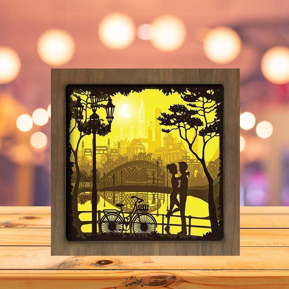 Love In The Park Square - Paper Cutting Light Box - LightBoxGoodman - LightboxGoodman