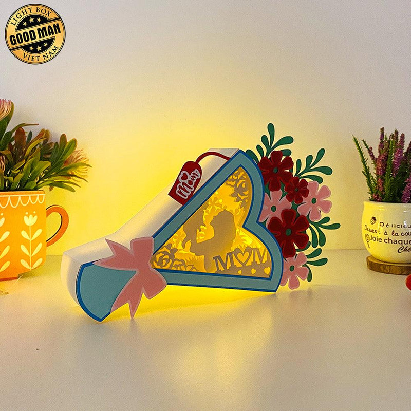 Love Mom - Bouquet Papercut Lightbox File - 9x7" - Cricut File - LightBoxGoodMan - LightboxGoodman