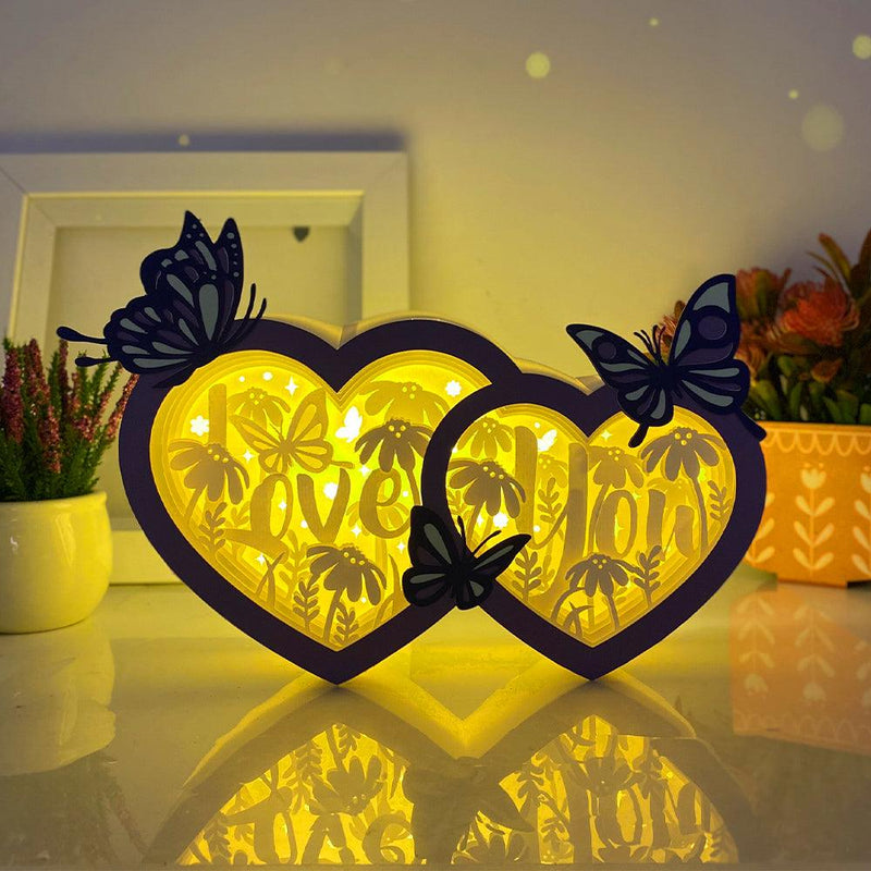 Love You - Double Heart Papercut Lightbox File - 7x10,6" - Cricut File - LightBoxGoodMan - LightboxGoodman