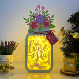 Love You - Paper Cut Floral Mason Jar Light Box File - Cricut File - 11,1x5,5 Inches - LightBoxGoodMan - LightboxGoodman
