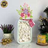 Love You - Paper Cut Floral Mason Jar Light Box File - Cricut File - 11,1x5,5 Inches - LightBoxGoodMan - LightboxGoodman