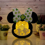 Lucky Mickey Couple 2 - Lucky Minnie Mouse Papercut Lightbox File - St Patrick Motif - Cricut File - 7x7 Inches - LightBoxGoodMan