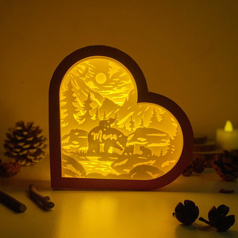 Mama Bear - Heart Papercut Lightbox File - 6,2x6,4" - Cricut File - LightBoxGoodMan - LightboxGoodman