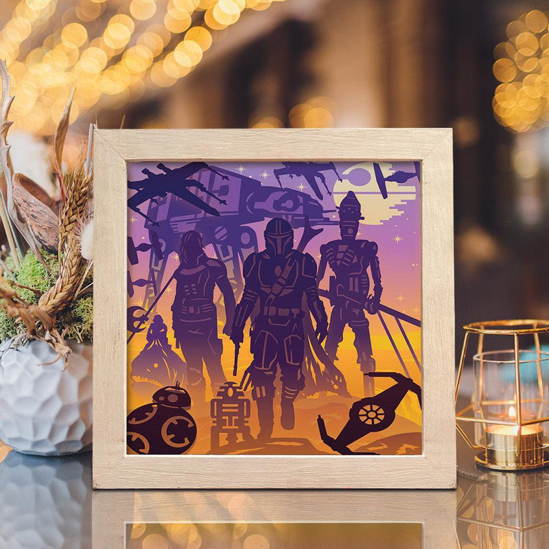 Mandalorian Square - Paper Cut Light Box File - Cricut File - 20x20cm - LightBoxGoodMan - LightboxGoodman