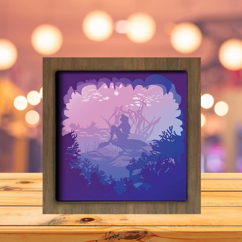 Mermaid 3 Square – Paper Cut Light Box File - Cricut File - 20x20cm - LightBoxGoodMan - LightboxGoodman