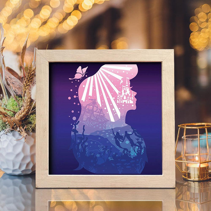 Mermaid 7 Square – Paper Cut Light Box File - Cricut File - 20x20cm - LightBoxGoodMan - LightboxGoodman
