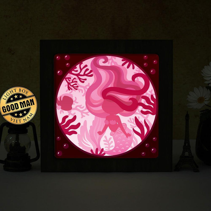 Mermaid 8 - Paper Cut Light Box File - Cricut File - 8x8 Inches - LightBoxGoodMan - LightboxGoodman