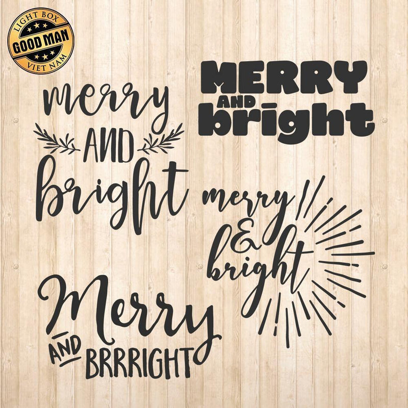 Merry and Bright - Cricut File - Svg, Png, Dxf, Eps - LightBoxGoodMan - LightboxGoodman