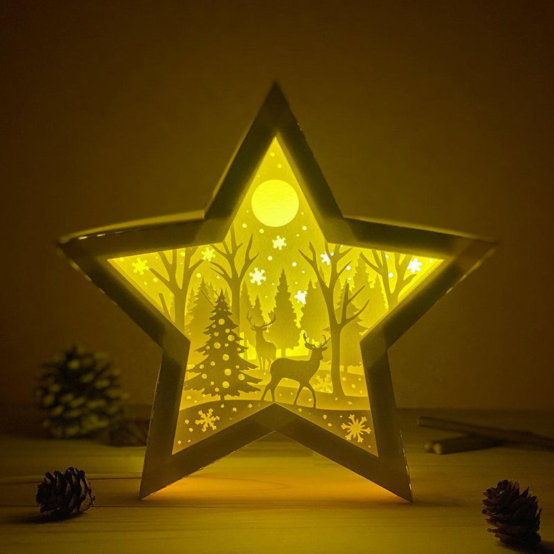 Merry Christmas 1 - Paper Cut Star Light Box File - Cricut File - 20x21cm - LightBoxGoodMan - LightboxGoodman
