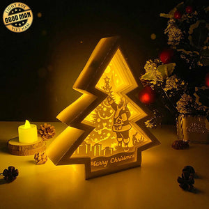 Merry Christmas 1 - Paper Cut Tree Light Box File - Cricut File - 20x22cm - LightBoxGoodMan - LightboxGoodman