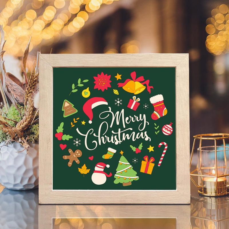 Merry Christmas 2 – Paper Cut Light Box File - Cricut File - 20x20cm - LightBoxGoodMan - LightboxGoodman