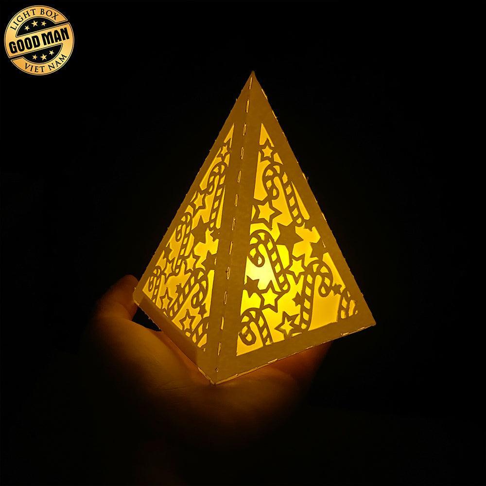 Merry Christmas 2 - Paper Cut Pyramid Lantern File - Cricut File - LightBoxGoodMan - LightboxGoodman
