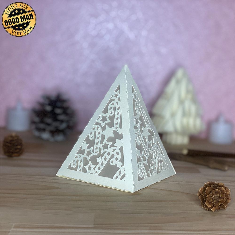 Merry Christmas 2 - Paper Cut Pyramid Lantern File - Cricut File - LightBoxGoodMan - LightboxGoodman