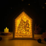 Merry Christmas 3 - Paper Cut House Light Box File - Cricut File - 13x19 cm - LightBoxGoodMan