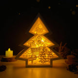 Merry Christmas 3 - Paper Cut Tree Light Box File - Cricut File - 20x22cm - LightBoxGoodMan