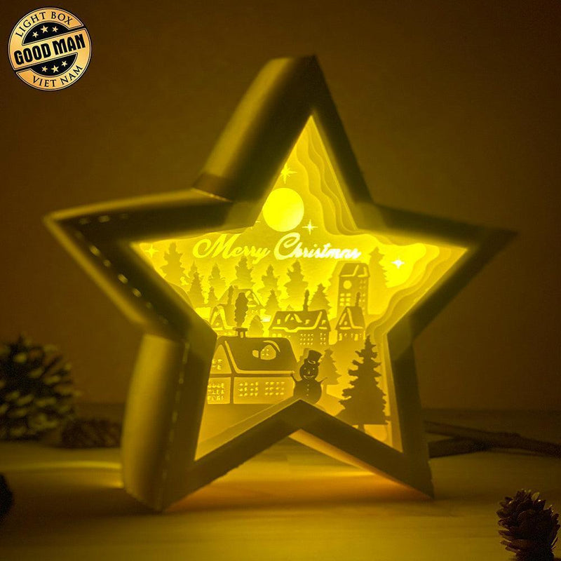 Merry Christmas 4 - Paper Cut Star Light Box File - Cricut File - 20x21cm - LightBoxGoodMan - LightboxGoodman