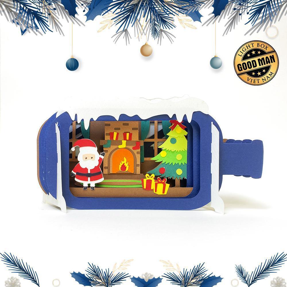 Merry Christmas 4 - Pop-up Bottle Light Box File - Cricut File - LightBoxGoodMan - LightboxGoodman