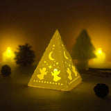 Merry Christmas 5 - Paper Cut Pyramid Lantern File - Cricut File - LightBoxGoodMan