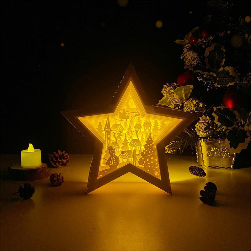 Merry Christmas 8 - Paper Cut Star Light Box File - Cricut File - 20x21cm - LightBoxGoodMan - LightboxGoodman