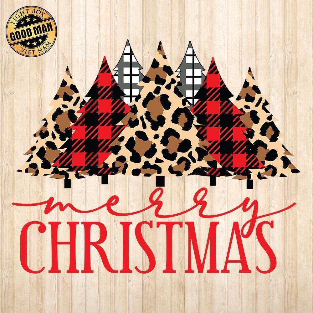 Merry Christmas Leopard And Plaid Tree - Cricut File - Svg, Png, Dxf, Eps - LightBoxGoodMan - LightboxGoodman