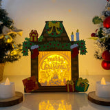 Merry Christmas - Paper Cut Fireplace Light Box File - Cricut File - 7,6x7cm - LightBoxGoodMan
