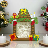Merry Christmas - Paper Cut Fireplace Light Box File - Cricut File - 7,6x7cm - LightBoxGoodMan - LightboxGoodman