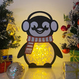 Merry Christmas - Paper Cut Penguin Light Box File - Cricut File - 25x20cm - LightBoxGoodMan