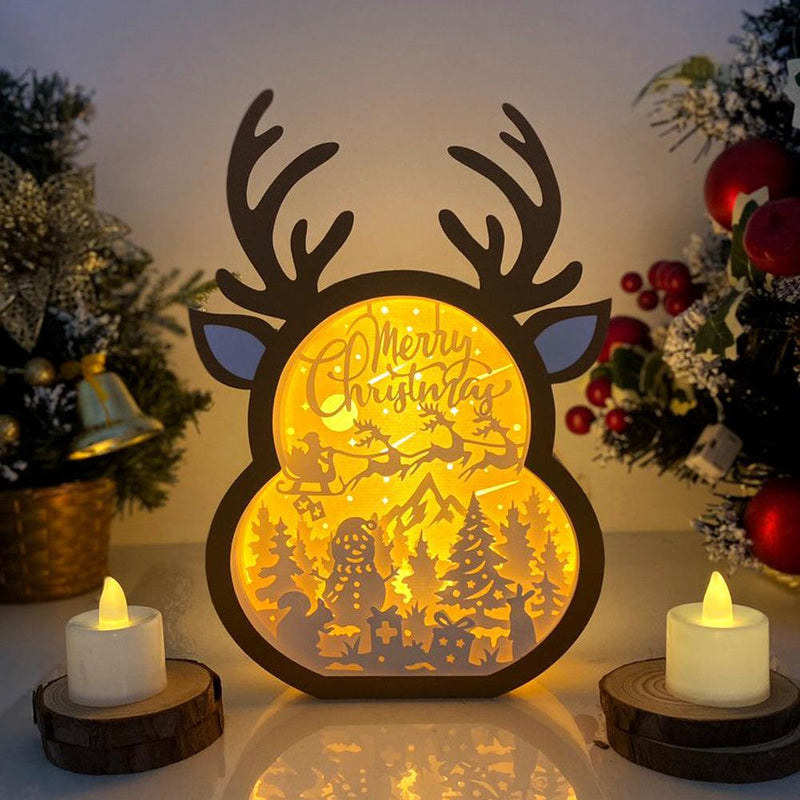 Merry Christmas - Paper Cut Reindeer Light Box File - Cricut File - 24,4x17cm - LightBoxGoodMan - LightboxGoodman