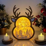 Merry Christmas - Paper Cut Reindeer Light Box File - Cricut File - 24,4x17cm - LightBoxGoodMan