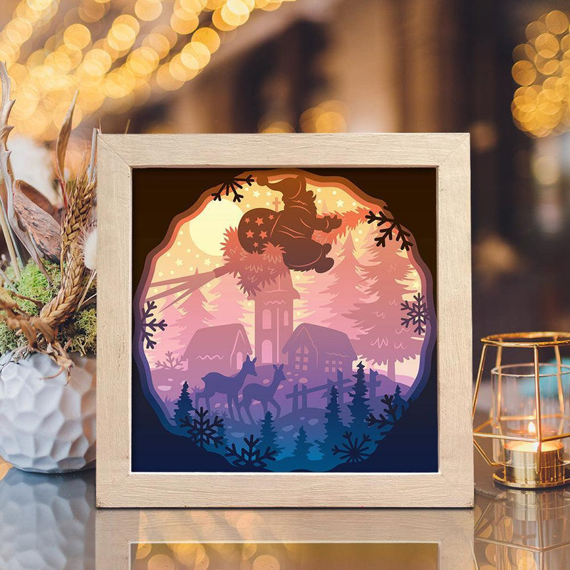 Merry Christmas Village – Paper Cut Light Box File - Cricut File - 20x20cm - LightBoxGoodMan - LightboxGoodman