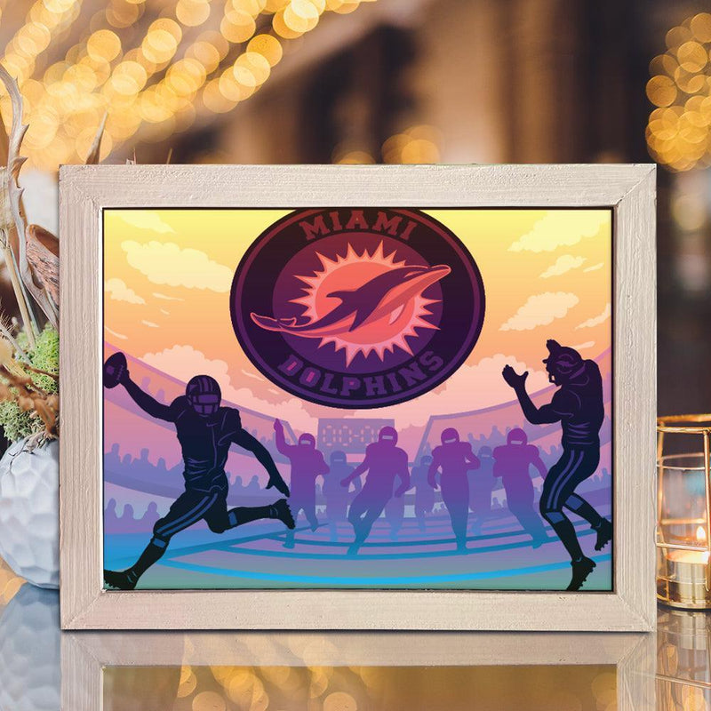 Miami Dolphins Football Team – Paper Cut Light Box File - Cricut File - 20x26cm - LightBoxGoodMan - LightboxGoodman