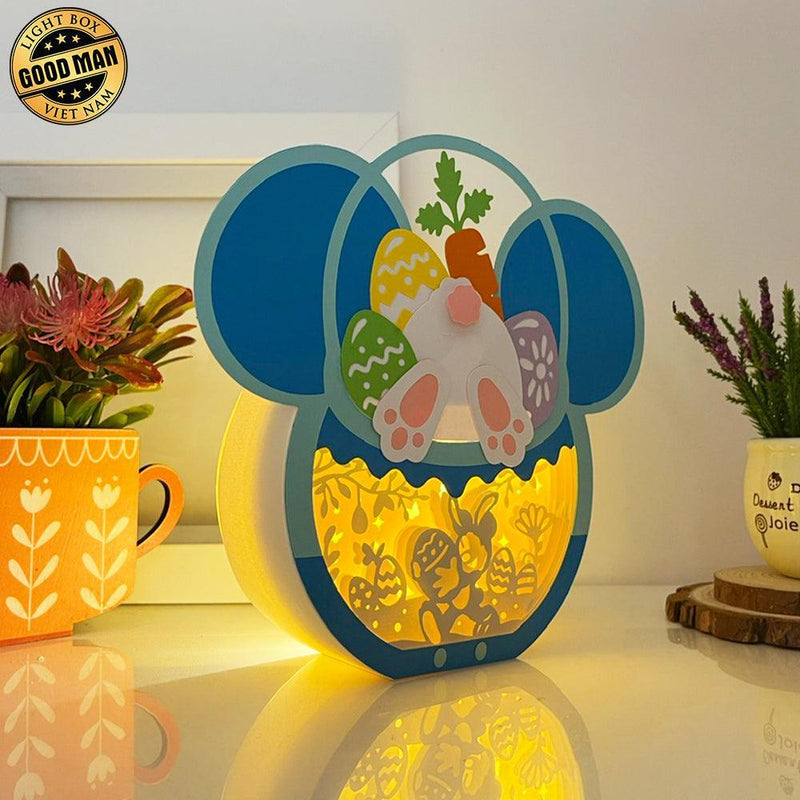 Mickey Bunny - Mickey Easter Basket Papercut Lightbox File - Cricut File - 7,7x8,4 Inches - LightBoxGoodMan - LightboxGoodman