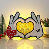 Mickey Love 1 - Paper Cut Mouse Hands Light Box File - Cricut File - 5,9x6.7 Inches - LightBoxGoodMan