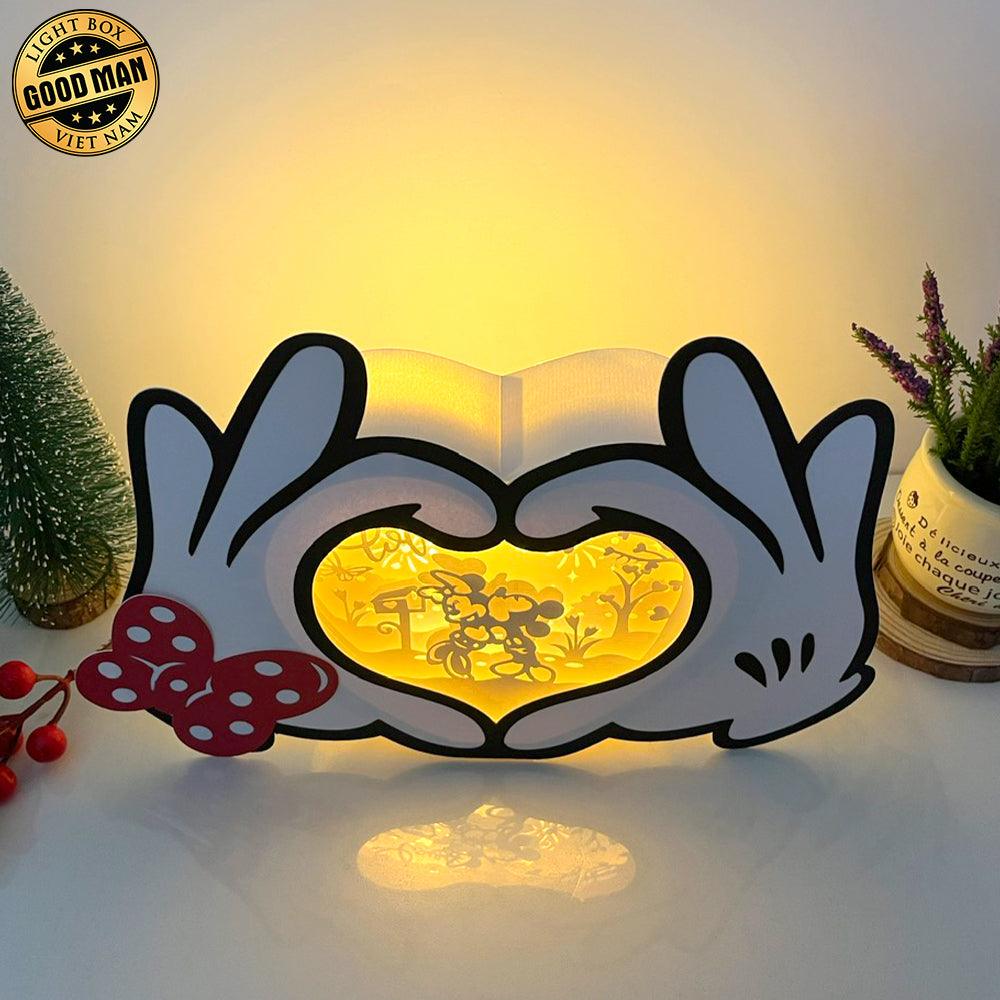 Mickey Love 2 - Paper Cut Mouse Hands Light Box File - Cricut File - 5,9x6.7 Inches - LightBoxGoodMan - LightboxGoodman