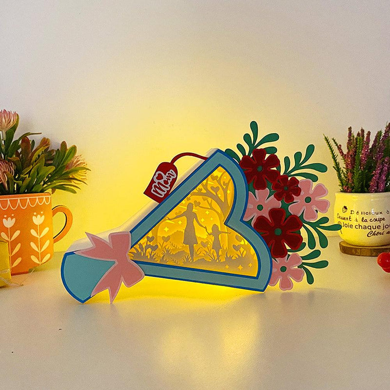 Mom And Daughter - Bouquet Papercut Lightbox File - 9x7" - Cricut File - LightBoxGoodMan - LightboxGoodman