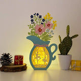 Mom And Daughter - Flower Vase Papercut Lightbox File - 10.5x6" - Cricut File - LightBoxGoodMan - LightboxGoodman