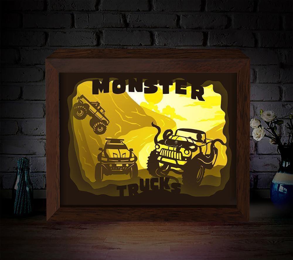 Monster Truck 1 – Paper Cut Light Box File - Cricut File - 20x26cm - LightBoxGoodMan - LightboxGoodman