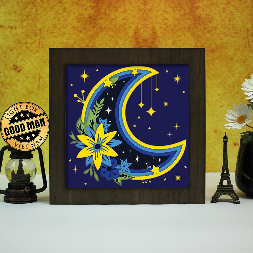 Moon Flower – Paper Cut Light Box File - Cricut File - 20x20cm - LightBoxGoodMan - LightboxGoodman