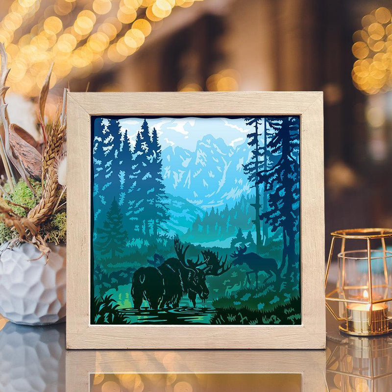 Moose Square – Paper Cut Light Box File - Cricut File - 8x8 inches - LightBoxGoodMan - LightboxGoodman