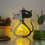 Mouse Couple - Paper Cut Cat Couple Light Box File - Cricut File - 9,6x6,6 Inches - LightBoxGoodMan