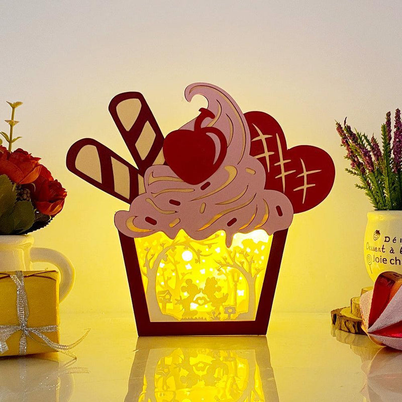 Mouse Couple - Paper Cut Cupcake Light Box File - Cricut File - 7,2x6,3 inches - LightBoxGoodMan - LightboxGoodman