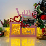 Mouse Love - Love Photo Frame Papercut Lightbox File - 7,6x8,1
