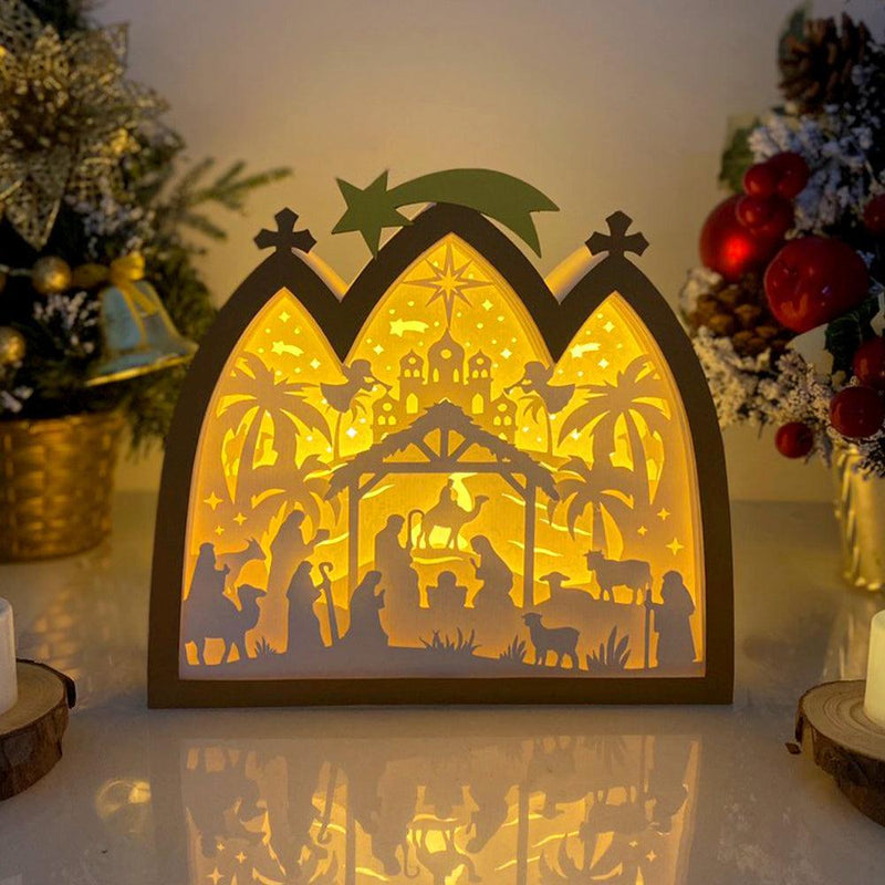 Nativity 1 - Paper Cut Nativity House Light Box File - Cricut File - 7x8 Inches - LightBoxGoodMan - LightboxGoodman