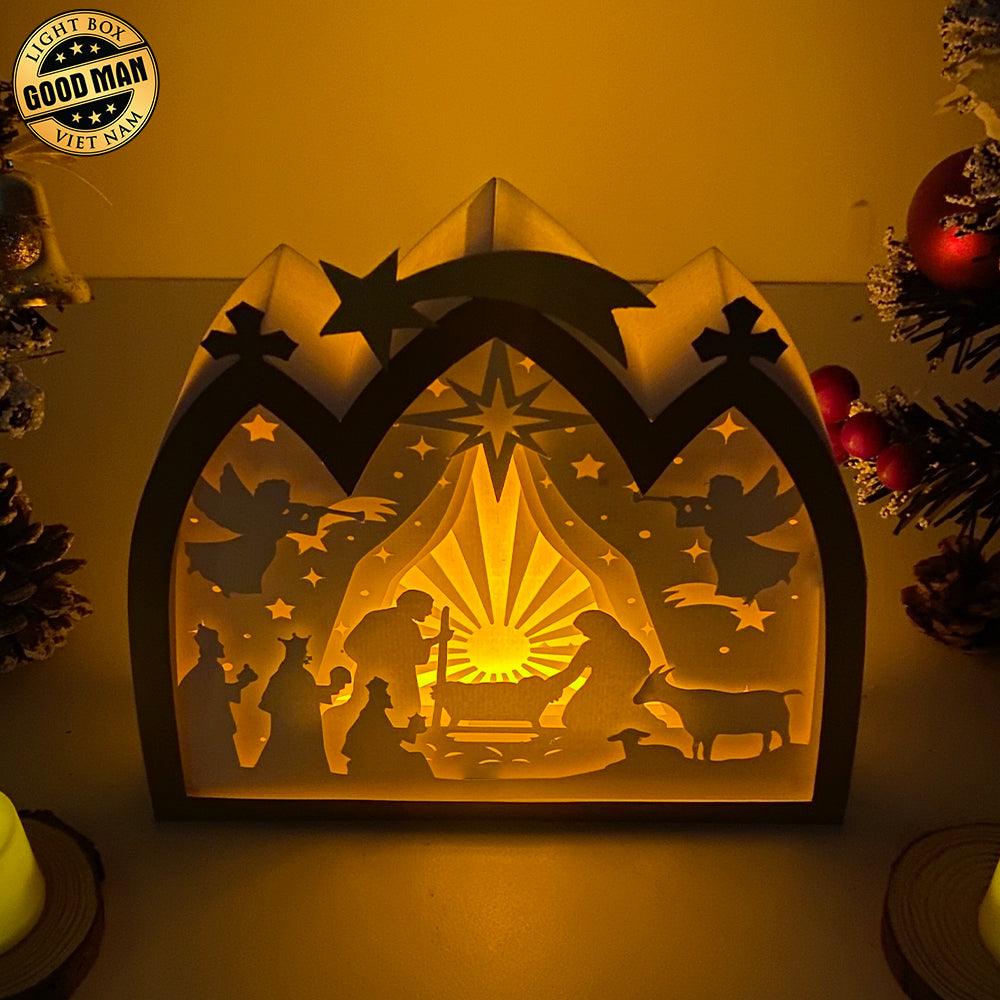 Nativity 2 - Paper Cut Nativity House Light Box File - Cricut File - 7x8 Inches - LightBoxGoodMan - LightboxGoodman
