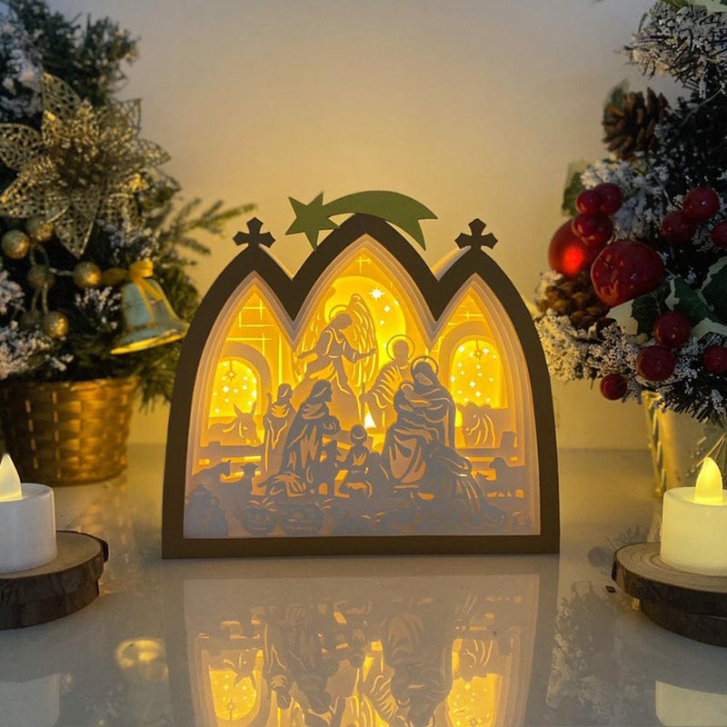 Nativity 3 - Paper Cut Nativity House Light Box File - Cricut File - 7x8 Inches - LightBoxGoodMan - LightboxGoodman